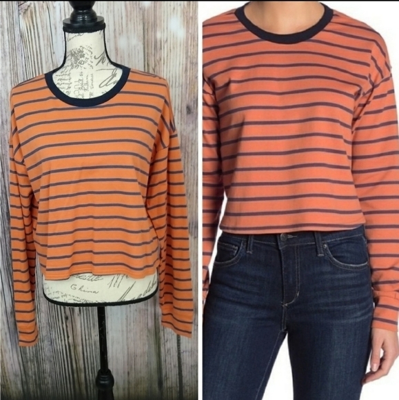 Code x Mode Orange Stripe Crew Neck Long Shirt - Picture 9 of 10